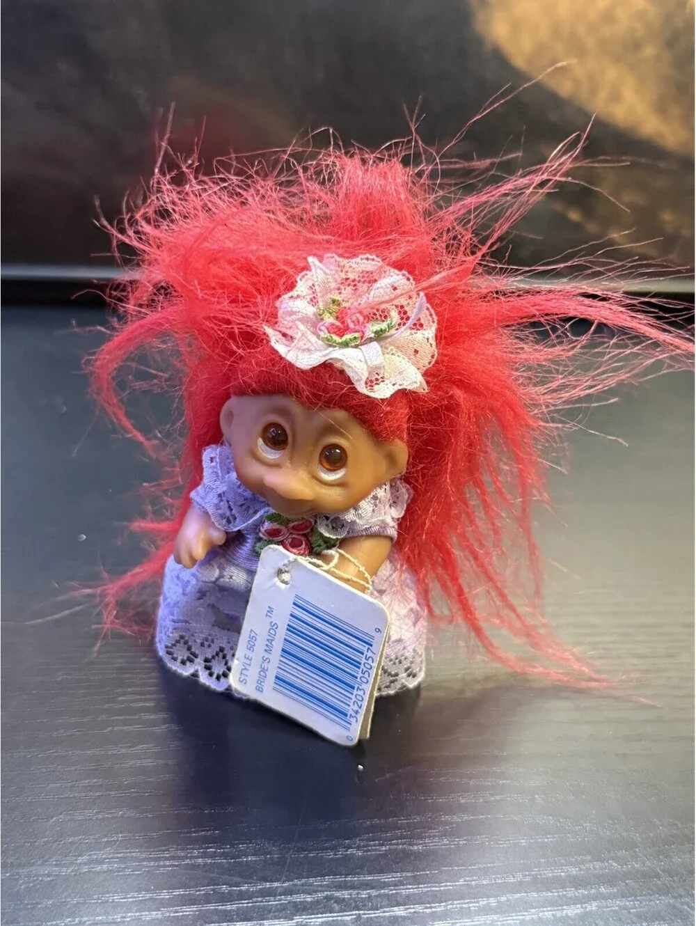 Vintage DAM Norfin Bride’s Maid Troll Doll Style 5057 Red Hair Tag 5in